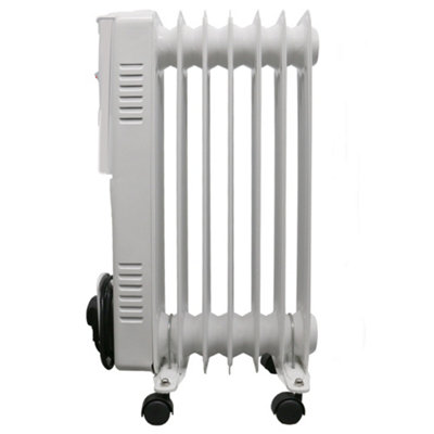 Right Radiators Oil Filled Radiator 7 Fin 1500W Portable Electric Heater with Thermostat White
