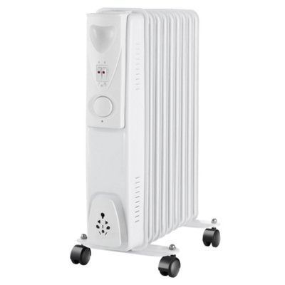 Right Radiators Oil Filled Radiator 9 Fin 2000W Electric Portable Heater 3 Settings Thermostat White