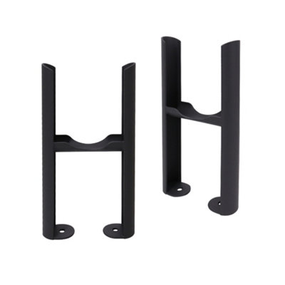 Right Radiators Pair of Black Floor Mounting Feet for Cast Iron ...