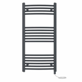 Right Radiators Prefilled Electric Curved Heated Towel Rail Bathroom Ladder Warmer Rads - Anthracite 1000x500 mm