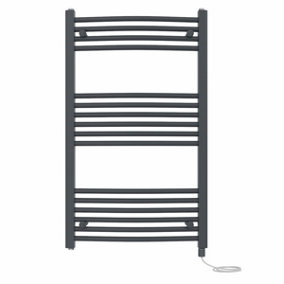 Right Radiators Prefilled Electric Curved Heated Towel Rail Bathroom Ladder Warmer Rads - Anthracite 1000x600 mm
