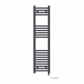 Right Radiators Prefilled Electric Curved Heated Towel Rail Bathroom Ladder Warmer Rads - Anthracite 1200x300 mm