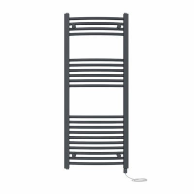 Right Radiators Prefilled Electric Curved Heated Towel Rail Bathroom Ladder Warmer Rads - Anthracite 1200x500 mm