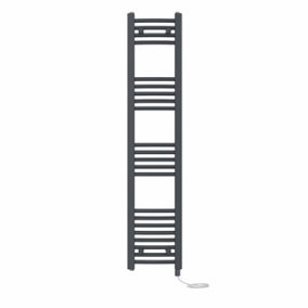 Right Radiators Prefilled Electric Curved Heated Towel Rail Bathroom Ladder Warmer Rads - Anthracite 1400x300 mm