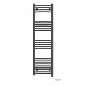 Right Radiators Prefilled Electric Curved Heated Towel Rail Bathroom Ladder Warmer Rads - Anthracite 1400x400 mm