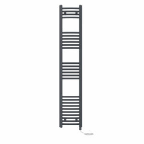 Right Radiators Prefilled Electric Curved Heated Towel Rail Bathroom Ladder Warmer Rads - Anthracite 1600x300 mm