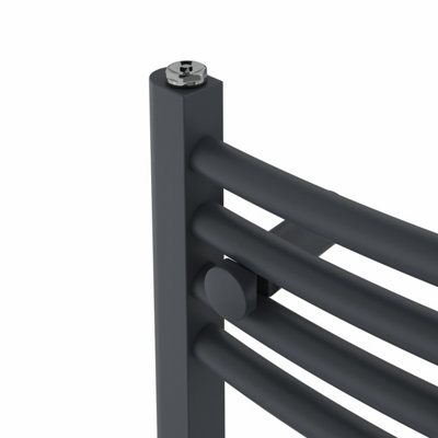 Right Radiators Prefilled Electric Curved Heated Towel Rail Bathroom Ladder Warmer Rads - Anthracite 1600x300 mm