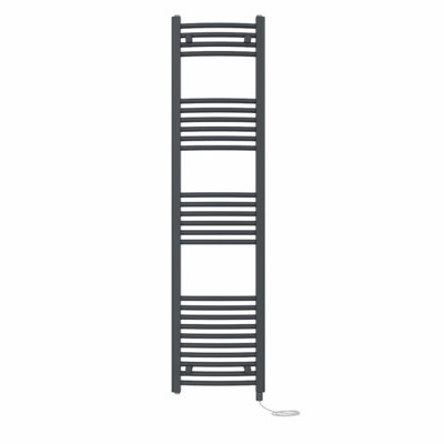 Right Radiators Prefilled Electric Curved Heated Towel Rail Bathroom Ladder Warmer Rads - Anthracite 1600x400 mm