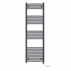 Right Radiators Prefilled Electric Curved Heated Towel Rail Bathroom Ladder Warmer Rads - Anthracite 1600x500 mm