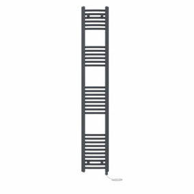 Right Radiators Prefilled Electric Curved Heated Towel Rail Bathroom Ladder Warmer Rads - Anthracite 1800x300 mm