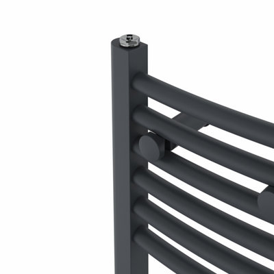 Right Radiators Prefilled Electric Curved Heated Towel Rail Bathroom Ladder Warmer Rads - Anthracite 1800x300 mm