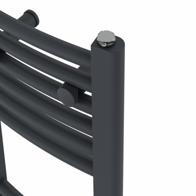 Right Radiators Prefilled Electric Curved Heated Towel Rail Bathroom Ladder Warmer Rads - Anthracite 1800x300 mm