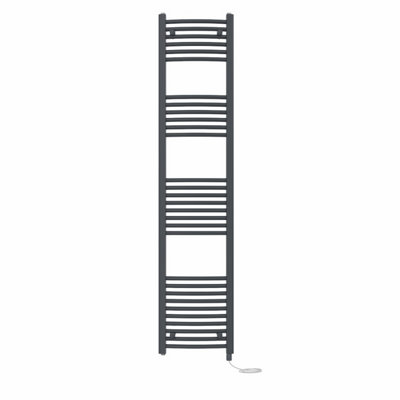 Right Radiators Prefilled Electric Curved Heated Towel Rail Bathroom Ladder Warmer Rads - Anthracite 1800x400 mm