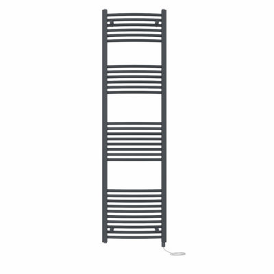 Right Radiators Prefilled Electric Curved Heated Towel Rail Bathroom Ladder Warmer Rads - Anthracite 1800x500 mm