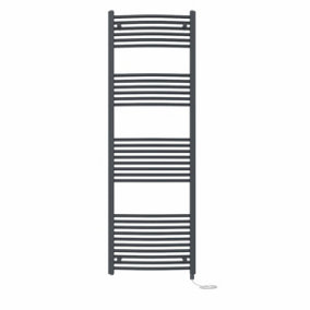 Right Radiators Prefilled Electric Curved Heated Towel Rail Bathroom Ladder Warmer Rads - Anthracite 1800x600 mm
