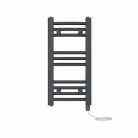 Right Radiators Prefilled Electric Curved Heated Towel Rail Bathroom Ladder Warmer Rads - Anthracite 600x300 mm