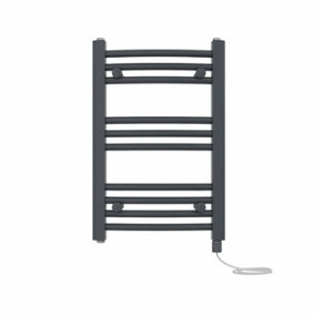 Right Radiators Prefilled Electric Curved Heated Towel Rail Bathroom Ladder Warmer Rads - Anthracite 600x400 mm