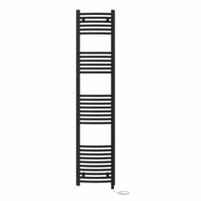 Right Radiators Prefilled Electric Curved Heated Towel Rail Bathroom Ladder Warmer Rads - Black 1800x400 mm