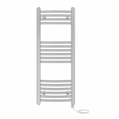 Right Radiators Prefilled Electric Curved Heated Towel Rail Bathroom Ladder Warmer Rads - Chrome 1000x400 mm