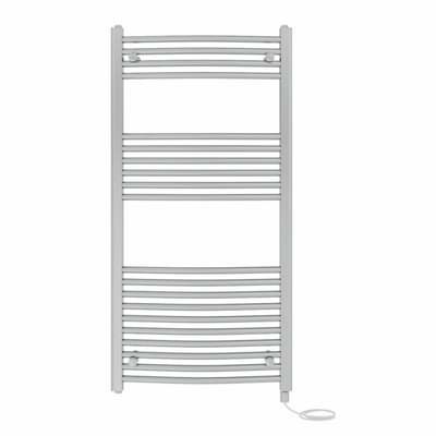 Right Radiators Prefilled Electric Curved Heated Towel Rail Bathroom Ladder Warmer Rads - Chrome 1200x600 mm