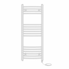 Right Radiators Prefilled Electric Curved Heated Towel Rail Bathroom Ladder Warmer Rads - White 1000x400 mm