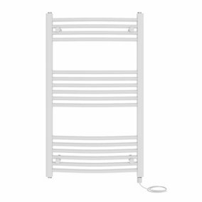 Right Radiators Prefilled Electric Curved Heated Towel Rail Bathroom Ladder Warmer Rads - White 1000x600 mm