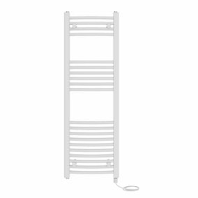 Right Radiators Prefilled Electric Curved Heated Towel Rail Bathroom Ladder Warmer Rads - White 1200x400 mm