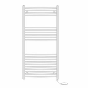 Right Radiators Prefilled Electric Curved Heated Towel Rail Bathroom Ladder Warmer Rads - White 1200x600 mm