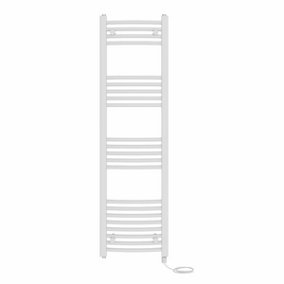 Right Radiators Prefilled Electric Curved Heated Towel Rail Bathroom Ladder Warmer Rads - White 1400x400 mm