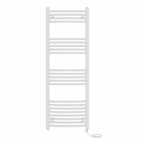 Right Radiators Prefilled Electric Curved Heated Towel Rail Bathroom Ladder Warmer Rads - White 1400x500 mm