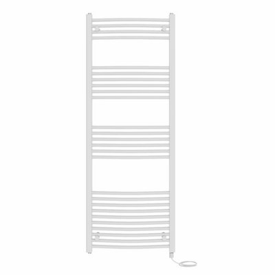 Right Radiators Prefilled Electric Curved Heated Towel Rail Bathroom Ladder Warmer Rads - White 1600x600 mm