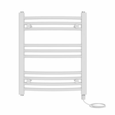 Right Radiators Prefilled Electric Curved Heated Towel Rail Bathroom Ladder Warmer Rads - White 600x500 mm