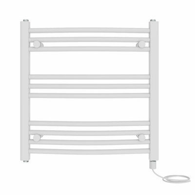 Right Radiators Prefilled Electric Curved Heated Towel Rail Bathroom Ladder Warmer Rads - White 600x600 mm