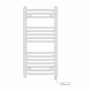 Right Radiators Prefilled Electric Curved Heated Towel Rail Bathroom Ladder Warmer Rads - White 800x400 mm