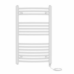 Right Radiators Prefilled Electric Curved Heated Towel Rail Bathroom Ladder Warmer Rads - White 800x500 mm