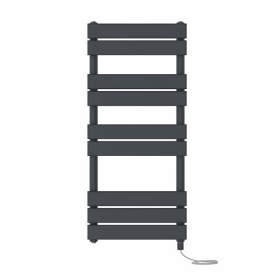 Right Radiators Prefilled Electric Flat Panel Heated Towel Rail Bathroom Ladder Warmer Rads - Anthracite 1000x450 mm