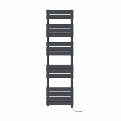 Right Radiators Prefilled Electric Flat Panel Heated Towel Rail Bathroom Ladder Warmer Rads - Anthracite 1600x450 mm