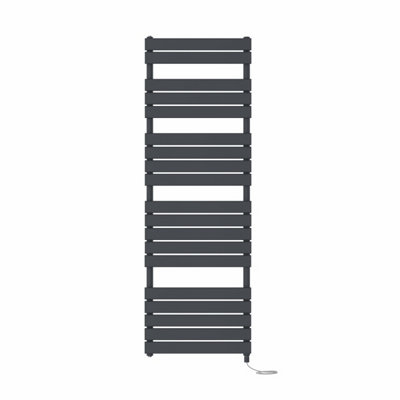 Right Radiators Prefilled Electric Flat Panel Heated Towel Rail Bathroom Ladder Warmer Rads - Anthracite 1800x600 mm