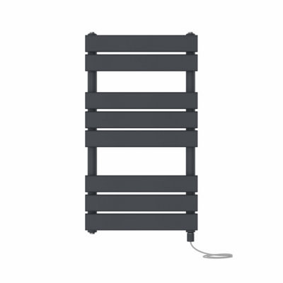 Right Radiators Prefilled Electric Flat Panel Heated Towel Rail Bathroom Ladder Warmer Rads - Anthracite 800x450 mm