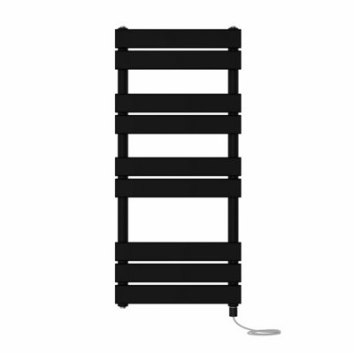 Right Radiators Prefilled Electric Flat Panel Heated Towel Rail Bathroom Ladder Warmer Rads - Black 1000x450 mm