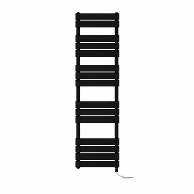 Right Radiators Prefilled Electric Flat Panel Heated Towel Rail Bathroom Ladder Warmer Rads - Black 1600x450 mm