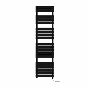 Right Radiators Prefilled Electric Flat Panel Heated Towel Rail Bathroom Ladder Warmer Rads - Black 1800x450 mm