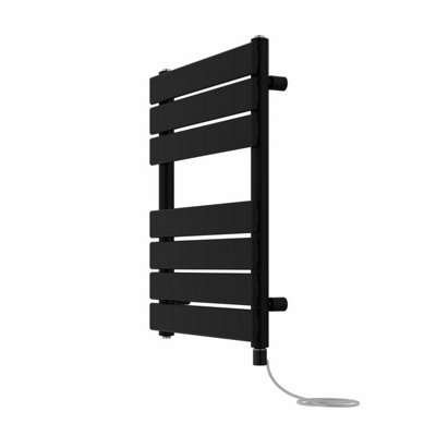Right Radiators Prefilled Electric Flat Panel Heated Towel Rail Bathroom Ladder Warmer Rads - Black 650x500 mm