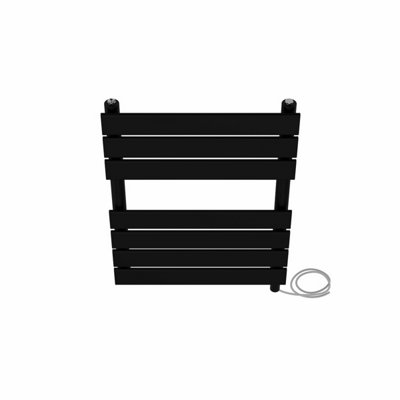 Right Radiators Prefilled Electric Flat Panel Heated Towel Rail Bathroom Ladder Warmer Rads - Black 650x500 mm