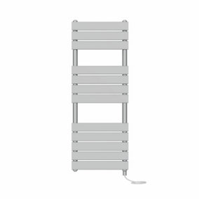 Right Radiators Prefilled Electric Flat Panel Heated Towel Rail Bathroom Ladder Warmer Rads - Chrome 1200x450 mm