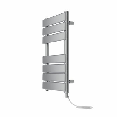 Right Radiators Prefilled Electric Flat Panel Heated Towel Rail Bathroom Ladder Warmer Rads - Chrome 650x400 mm
