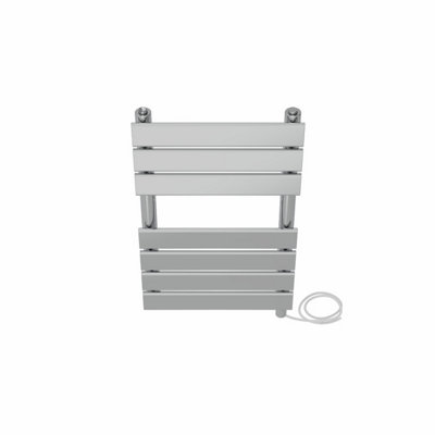 Right Radiators Prefilled Electric Flat Panel Heated Towel Rail Bathroom Ladder Warmer Rads - Chrome 650x400 mm