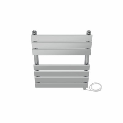 Right Radiators Prefilled Electric Flat Panel Heated Towel Rail Bathroom Ladder Warmer Rads - Chrome 650x500 mm