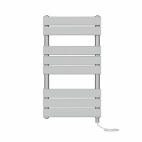 Right Radiators Prefilled Electric Flat Panel Heated Towel Rail Bathroom Ladder Warmer Rads - Chrome 800x450 mm