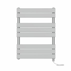 Right Radiators Prefilled Electric Flat Panel Heated Towel Rail Bathroom Ladder Warmer Rads - Chrome 800x600 mm